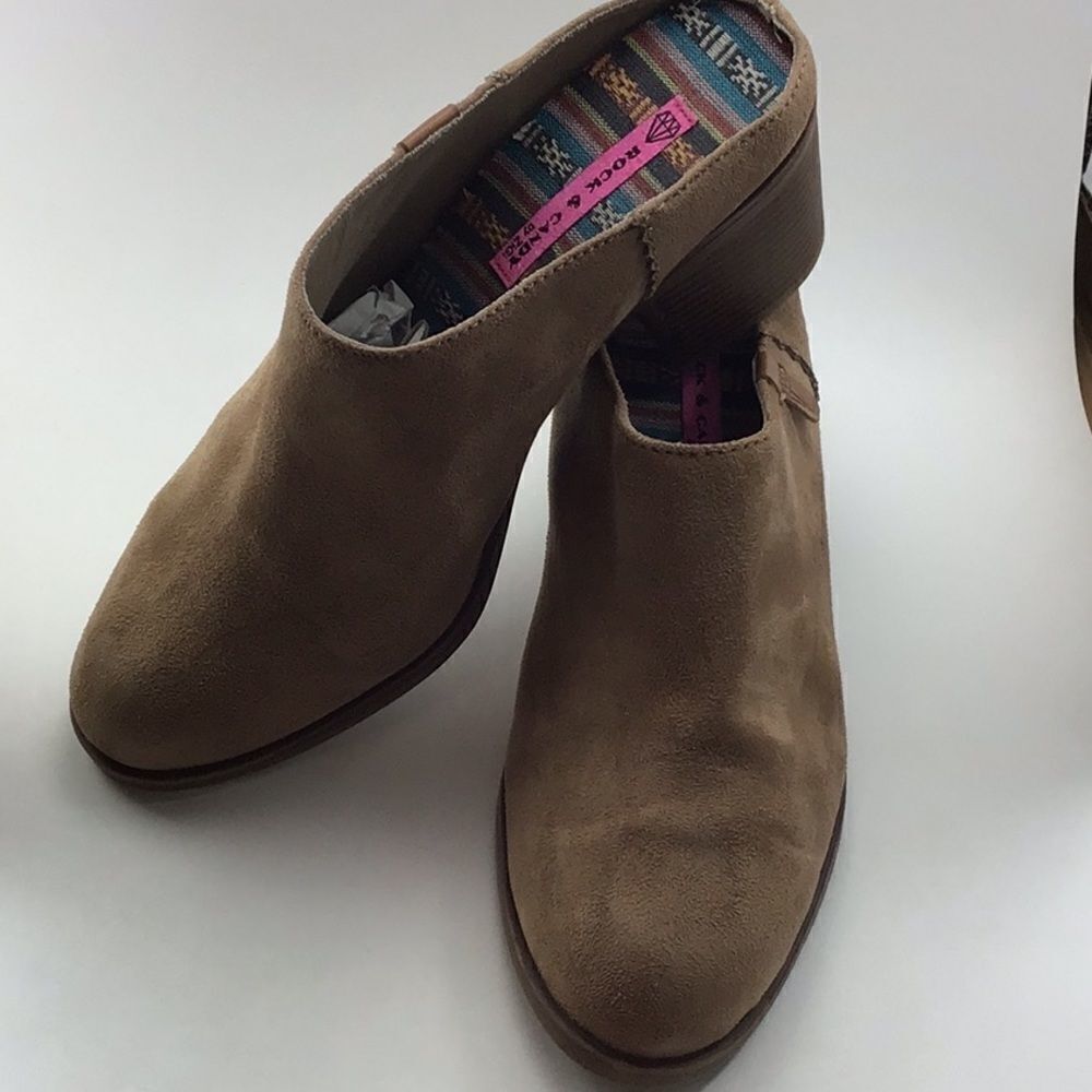 Rock & Candy Clogs Francie Mules by Zigi Tan Faux Suede Size 10